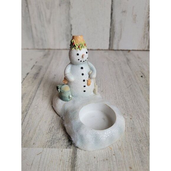 Hallmark snowman AS IS tealight candle holder glitter gardener - Picture 1 of 8